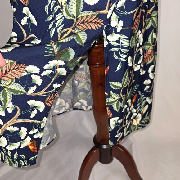 LOFT Petites Leafed Tie Front Midi Dress Size 10 Petite - Picture 6 of 11